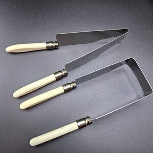 Kake-Kut'r Stainless Steel Cake Slicer Server Set Ivory Handle Vintage Style 2pc